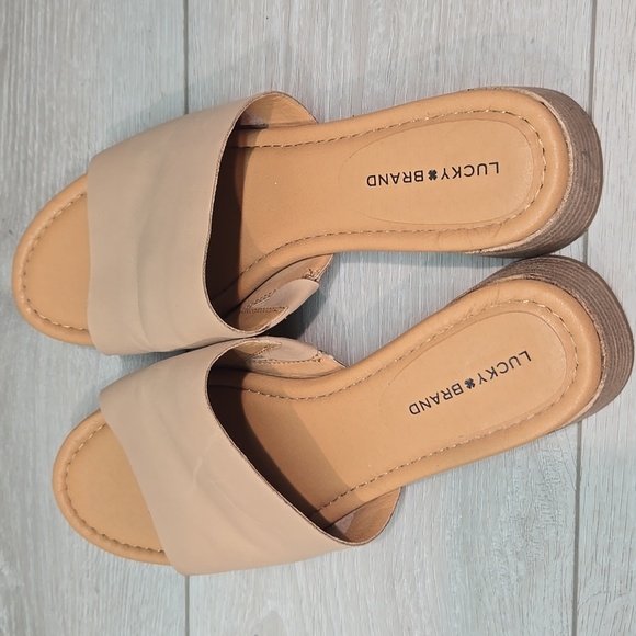 Lucky Brand Women's Raffy Leather Open Toe Slide Sandals Shoes Sz 8.5M - Picture 4 of 10